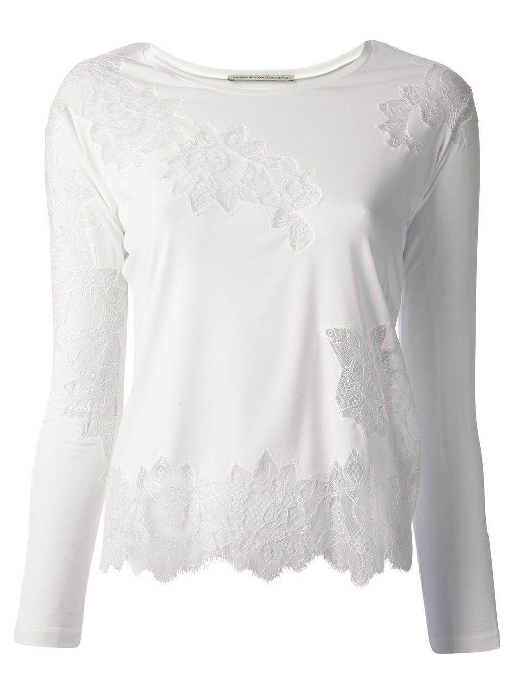 Ermanno Scervino Lace Insert Top in White - Lyst