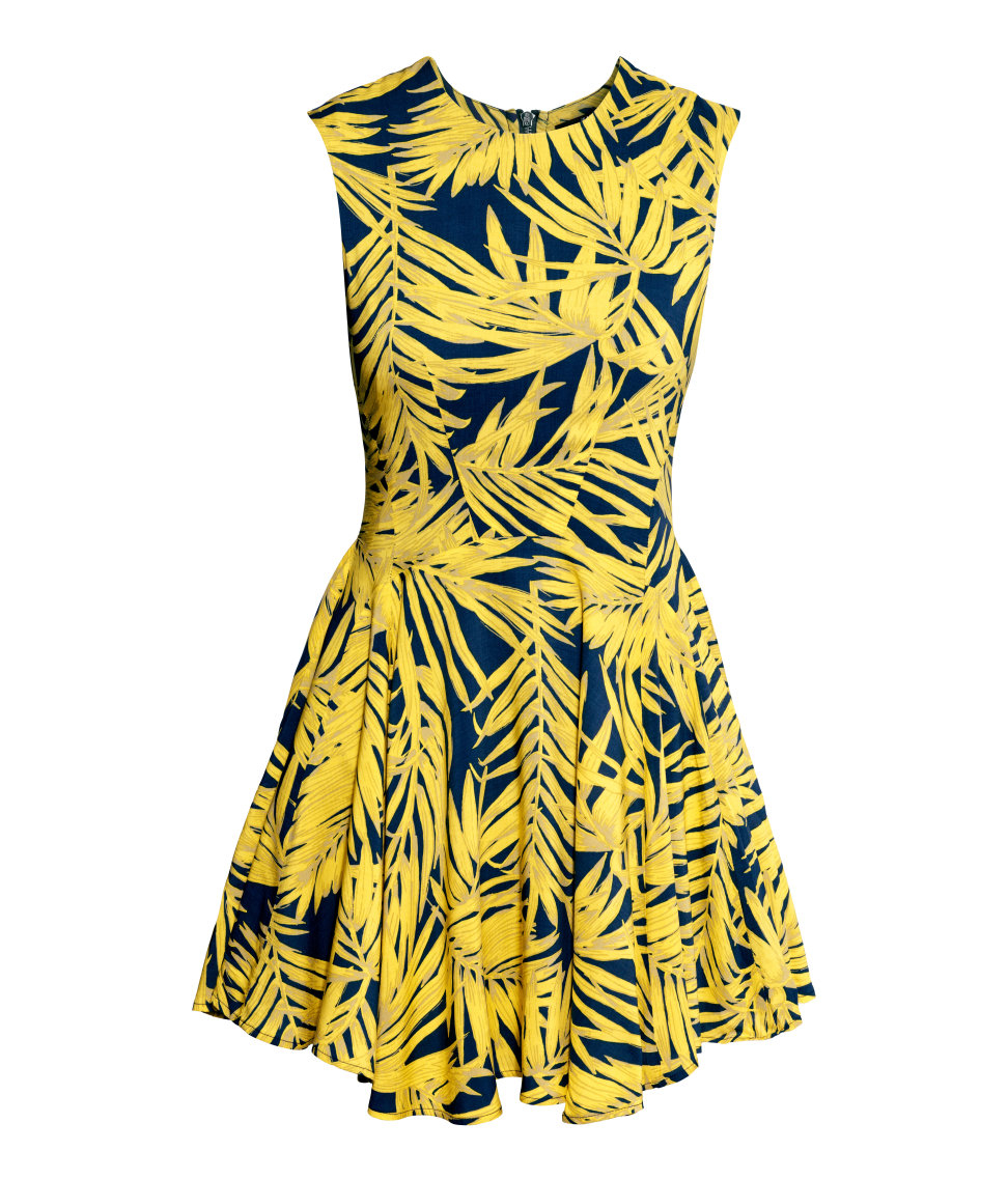 H&M Bell-shaped Dress in Yellow/Patterned (Yellow) - Lyst