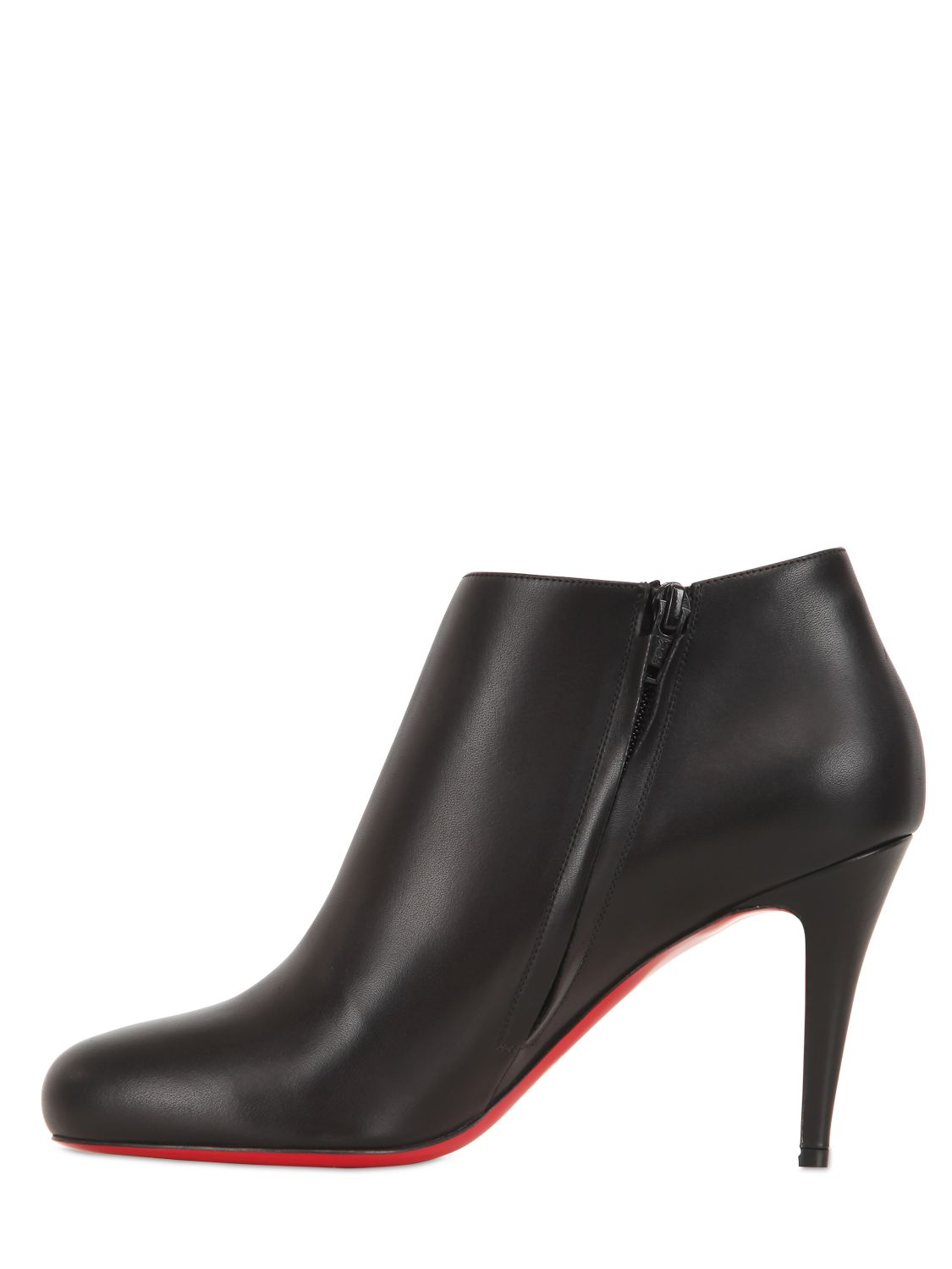 Christian louboutin 85Mm Belle Calf Leather Ankle Boots in Black ...  