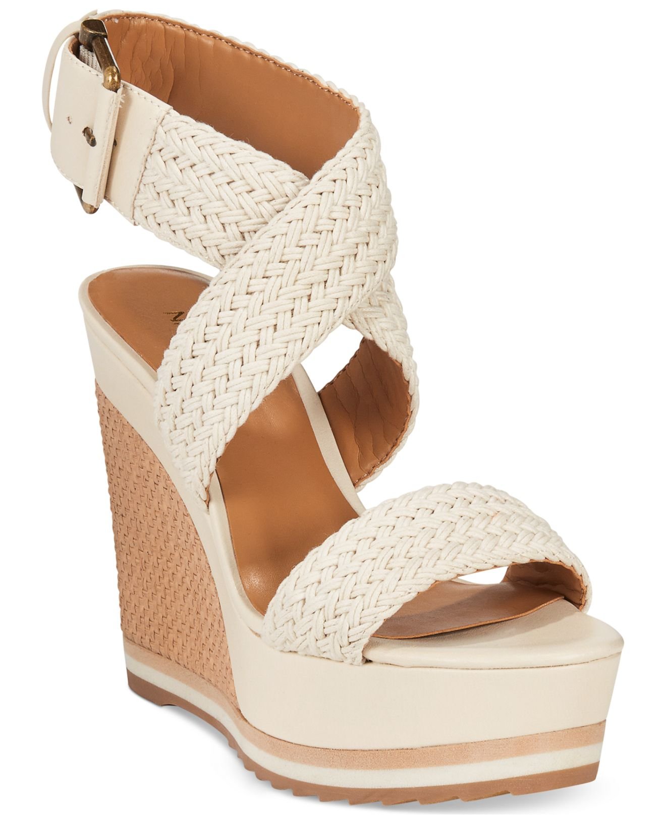 Nine West Waldrid Platform Wedge Sandals in Cream (Natural) - Lyst