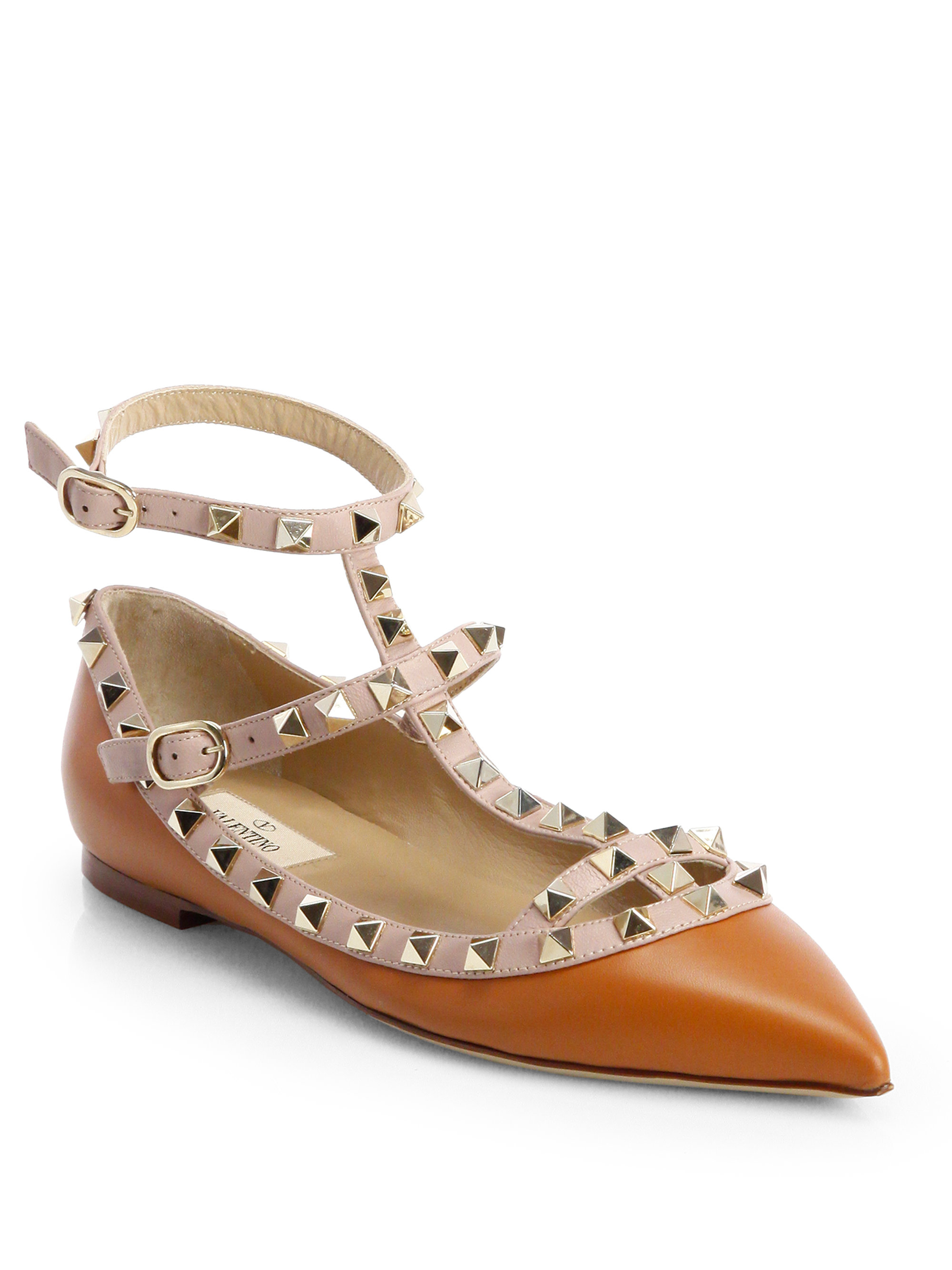 valentino brown rockstud patent leather cage flats product 1 17451206 0 570831677 normal