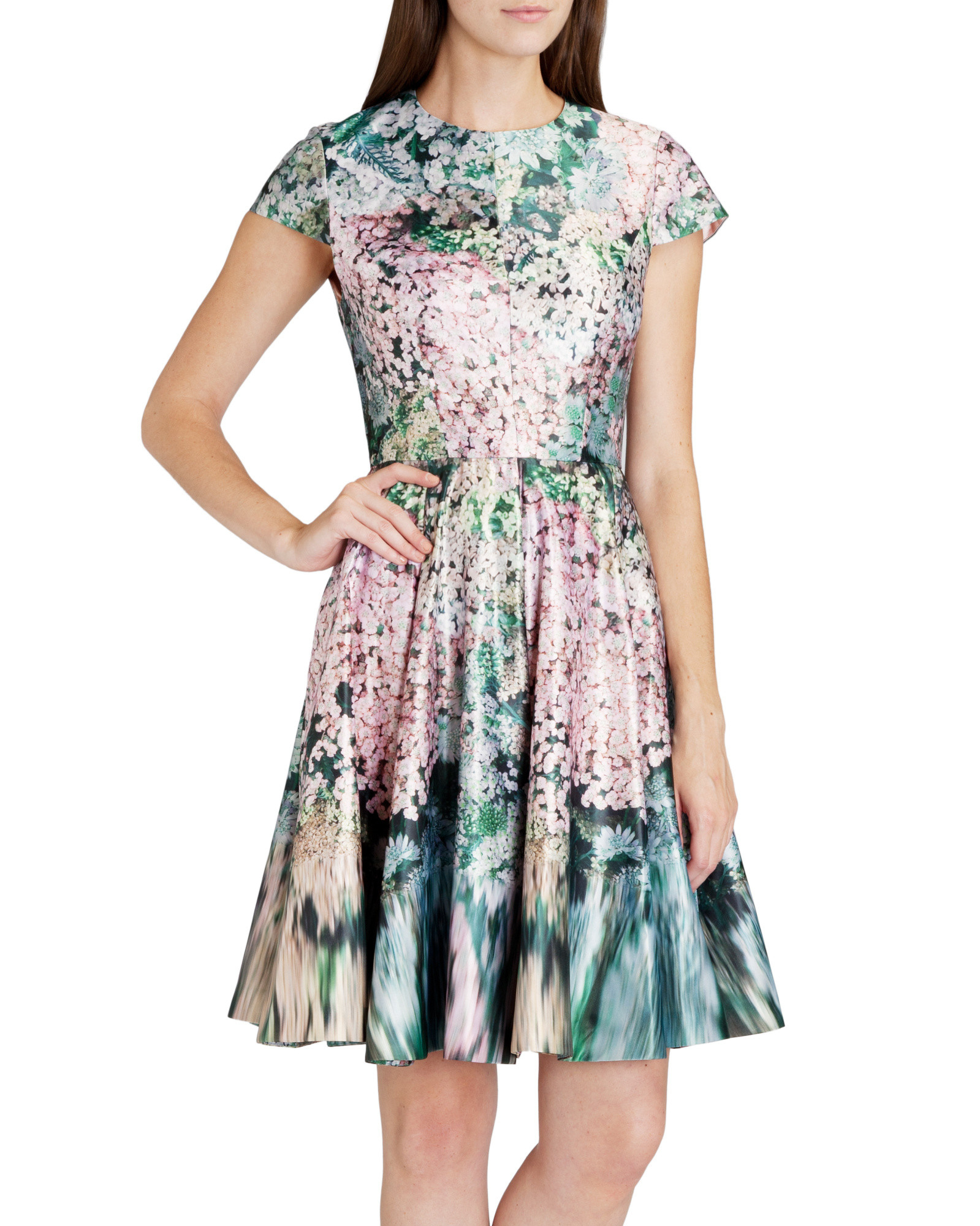 Ted Baker Dixee Glitch Floral Print Dress in Green | Lyst