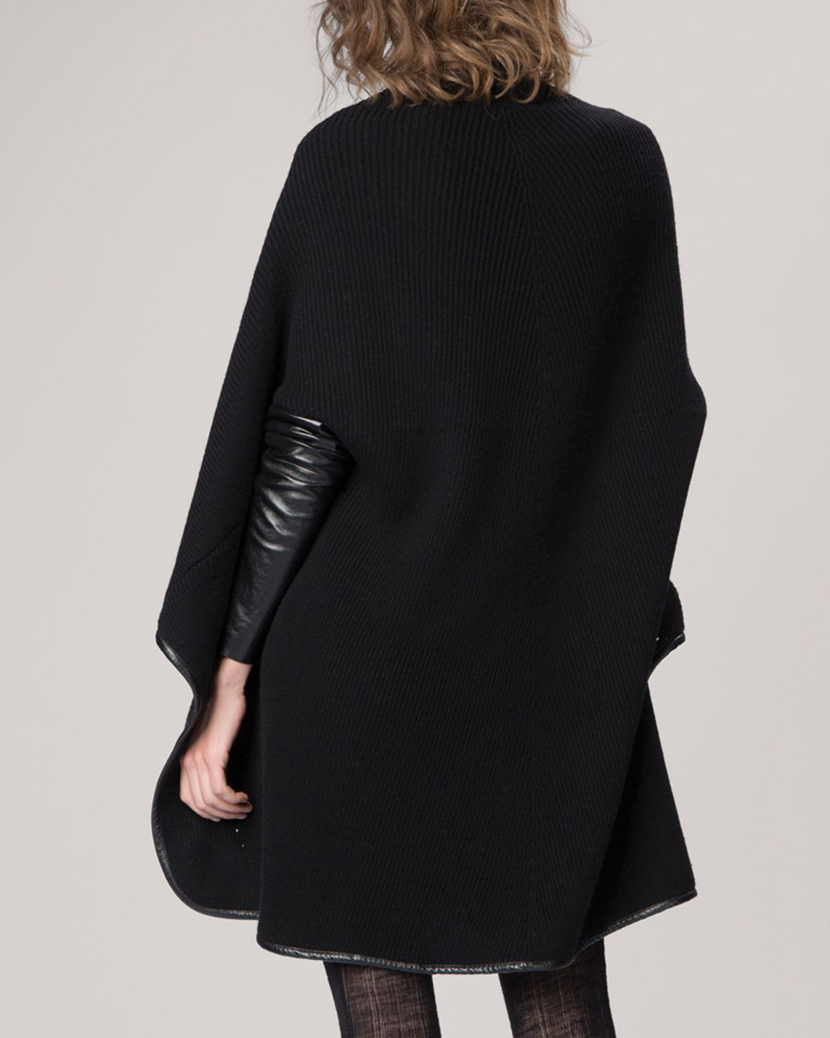 leather sleeve cardigan