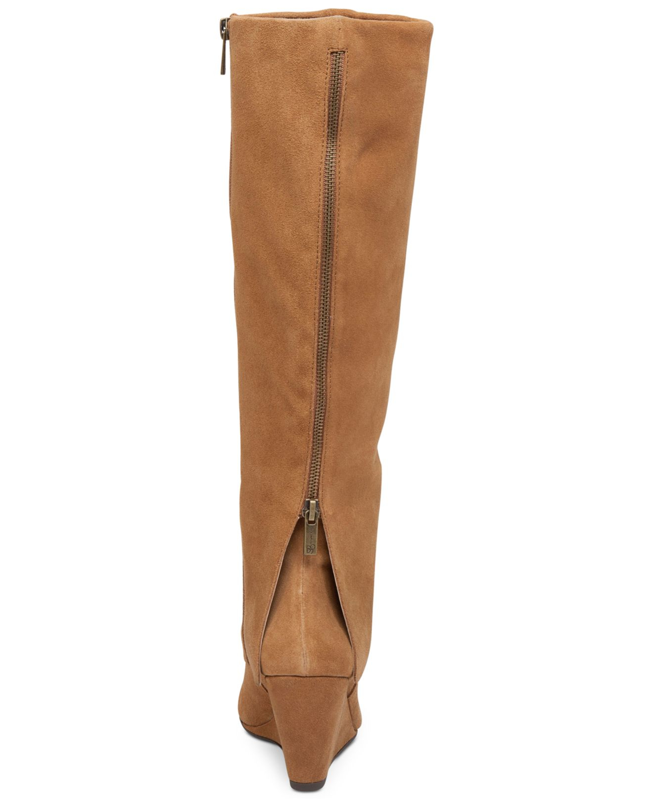 Jessica Simpson Suede Rallie Cuffed Wedge Boots in Brown - Lyst