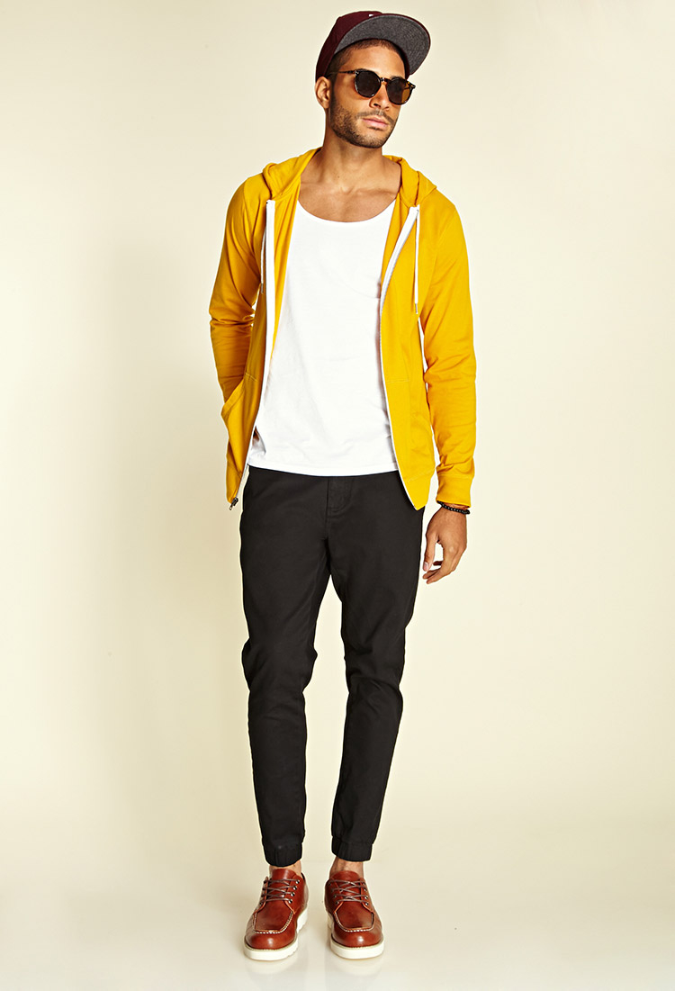 mens yellow hoodie zipper