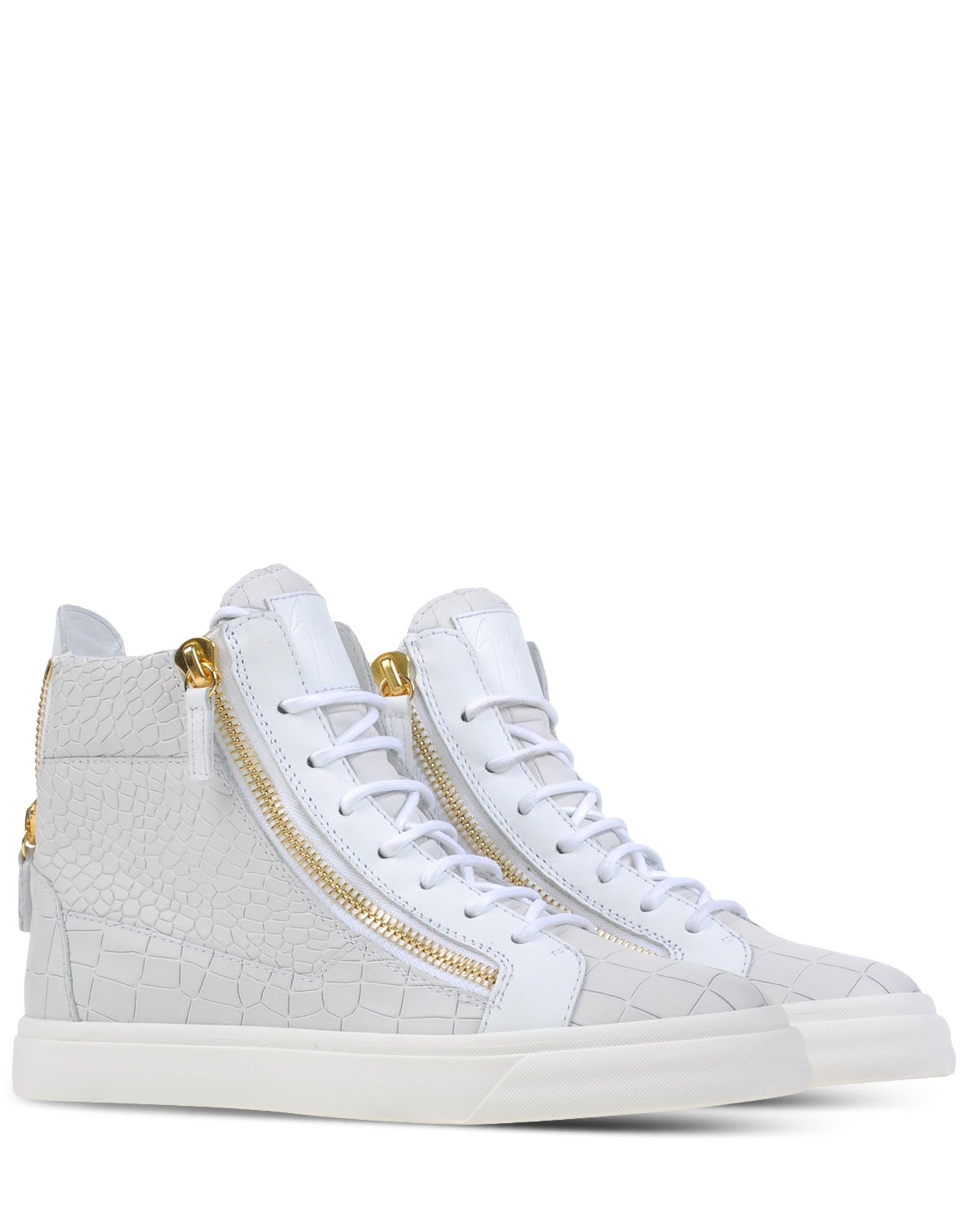 Giuseppe zanotti Nicki Croc-Embossed High-Top Sneakers in White | Lyst
