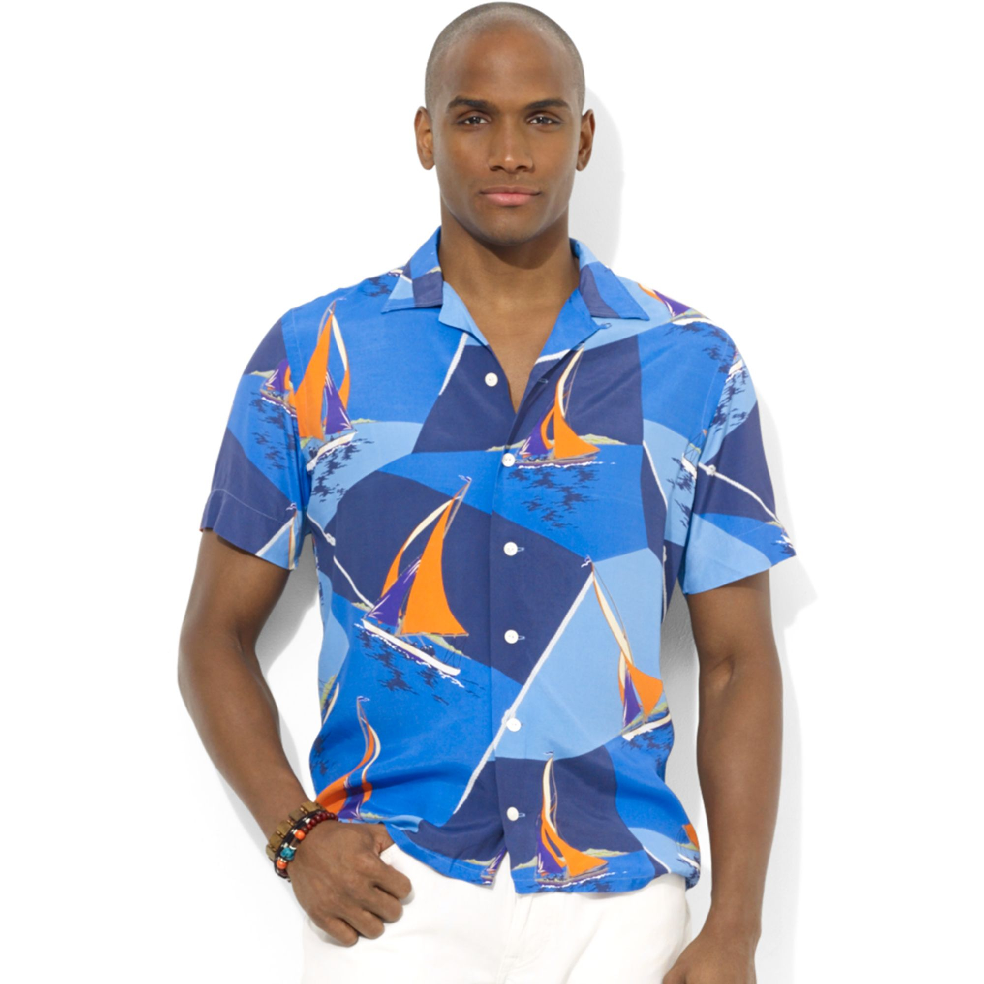 Polo Ralph Lauren Polo Sailboatprint Camp Shirt in Blue ...