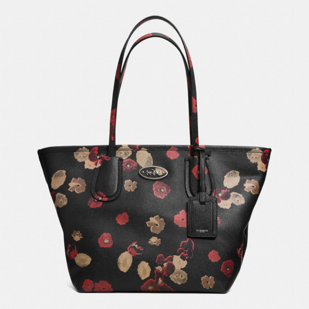 COACH Taxi Zip Top Tote In Floral Print Leather in Black - Lyst