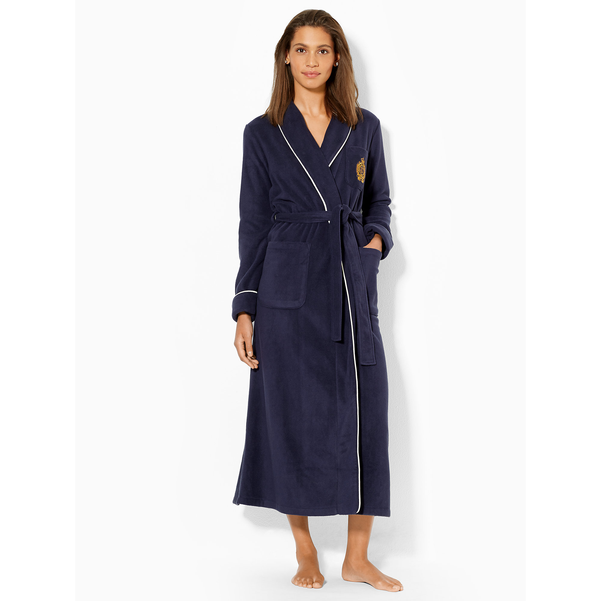 ralph lauren long fleece robe