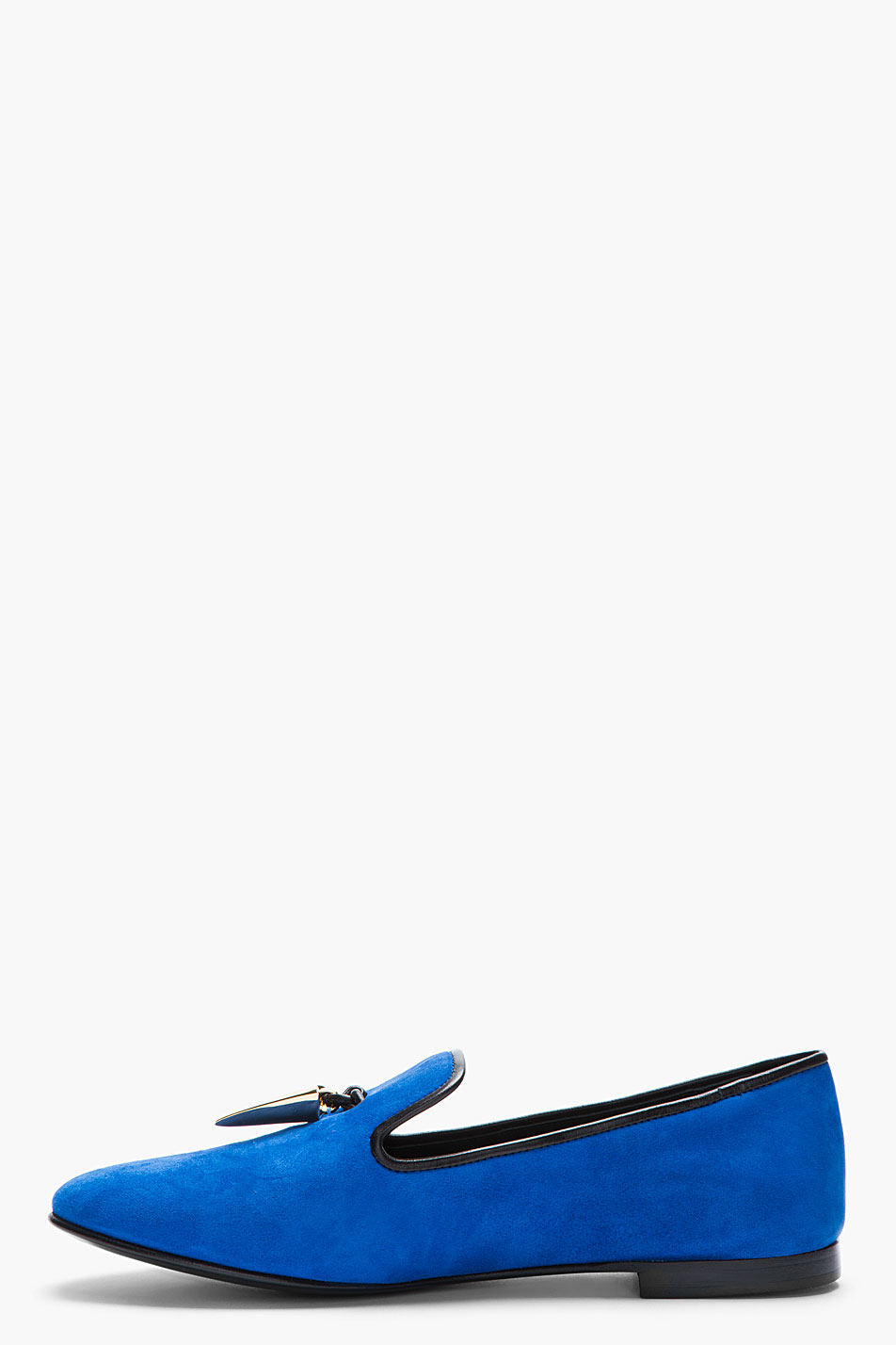 Giuseppe Zanotti Royal Blue and Gold Horn Dalila Suede Loafers - Lyst