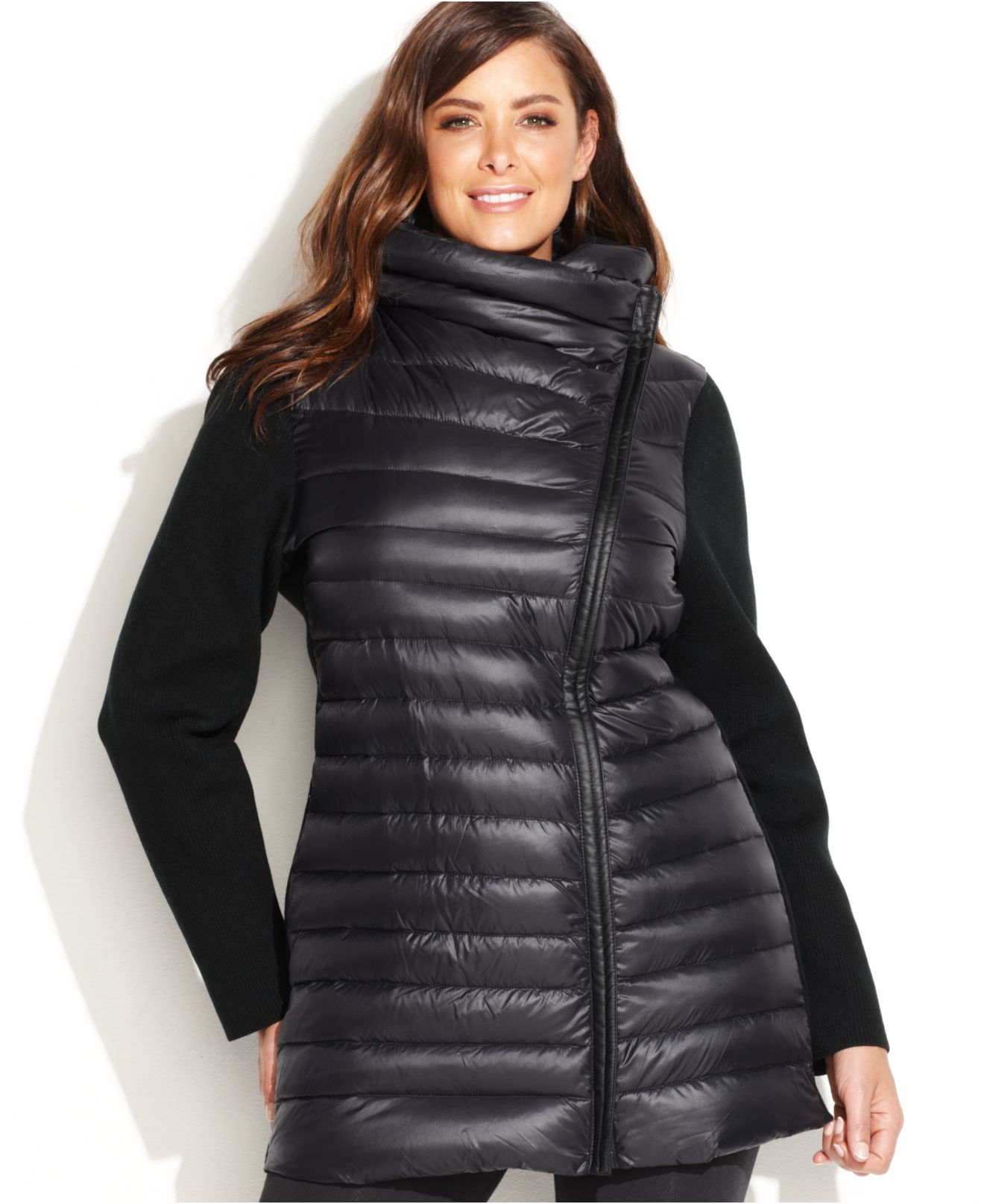 Klein Performance Plus Size Asymmetrical Puffer Jacket in Lyst