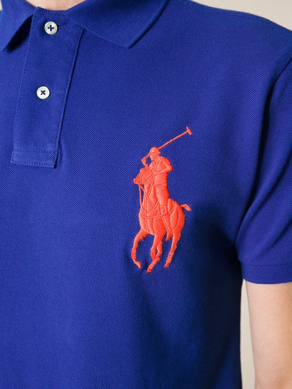Polo Ralph Lauren Oversized Logo Slim Fit Polo Shirt in Blue for Men - Lyst