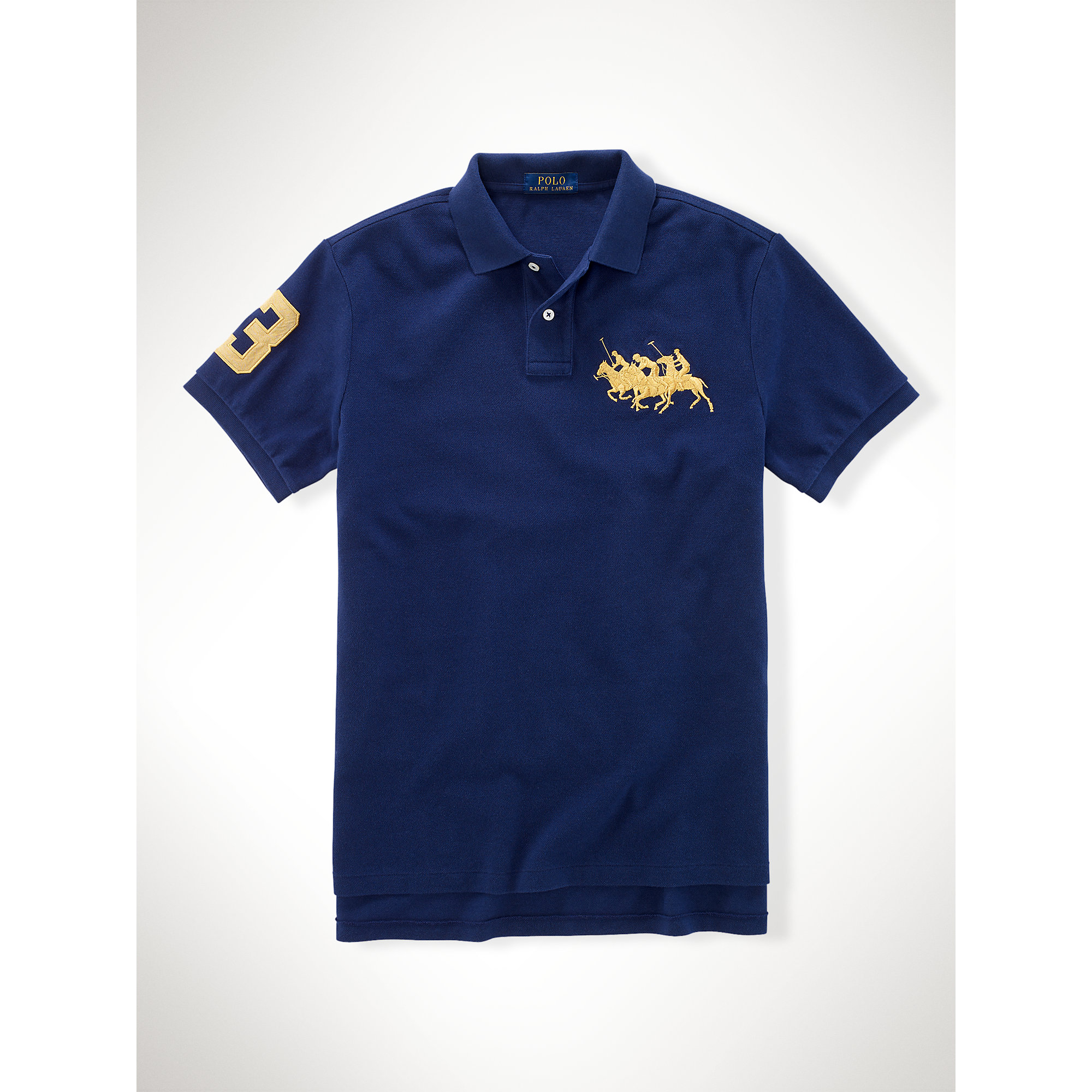 Polo Ralph Lauren Custom-Fit Triple-Pony Polo in Blue for Men | Lyst