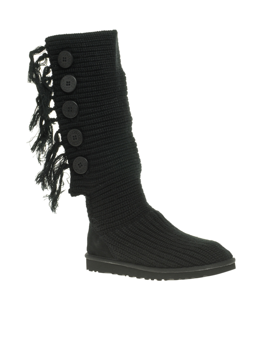 UGG Fringe Cardy Knitted Boots in Black - Lyst