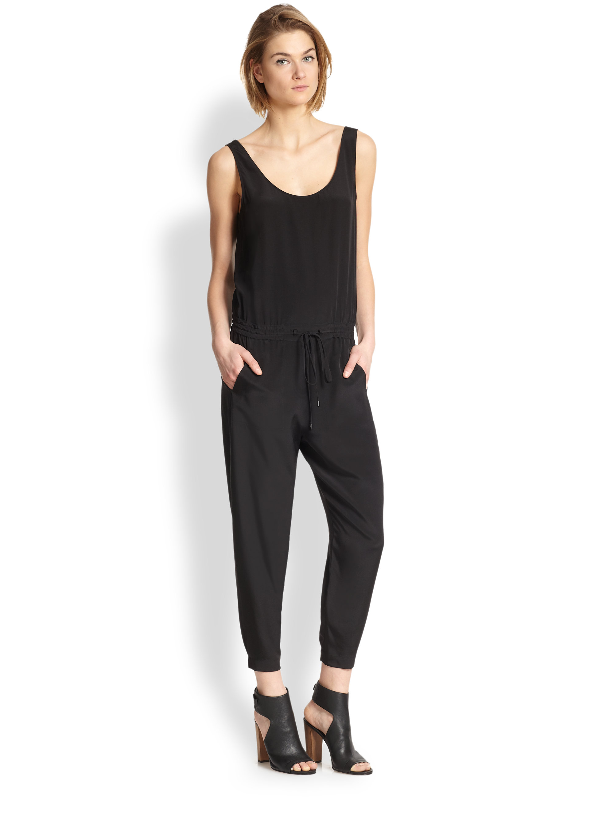 denim playsuit with belt