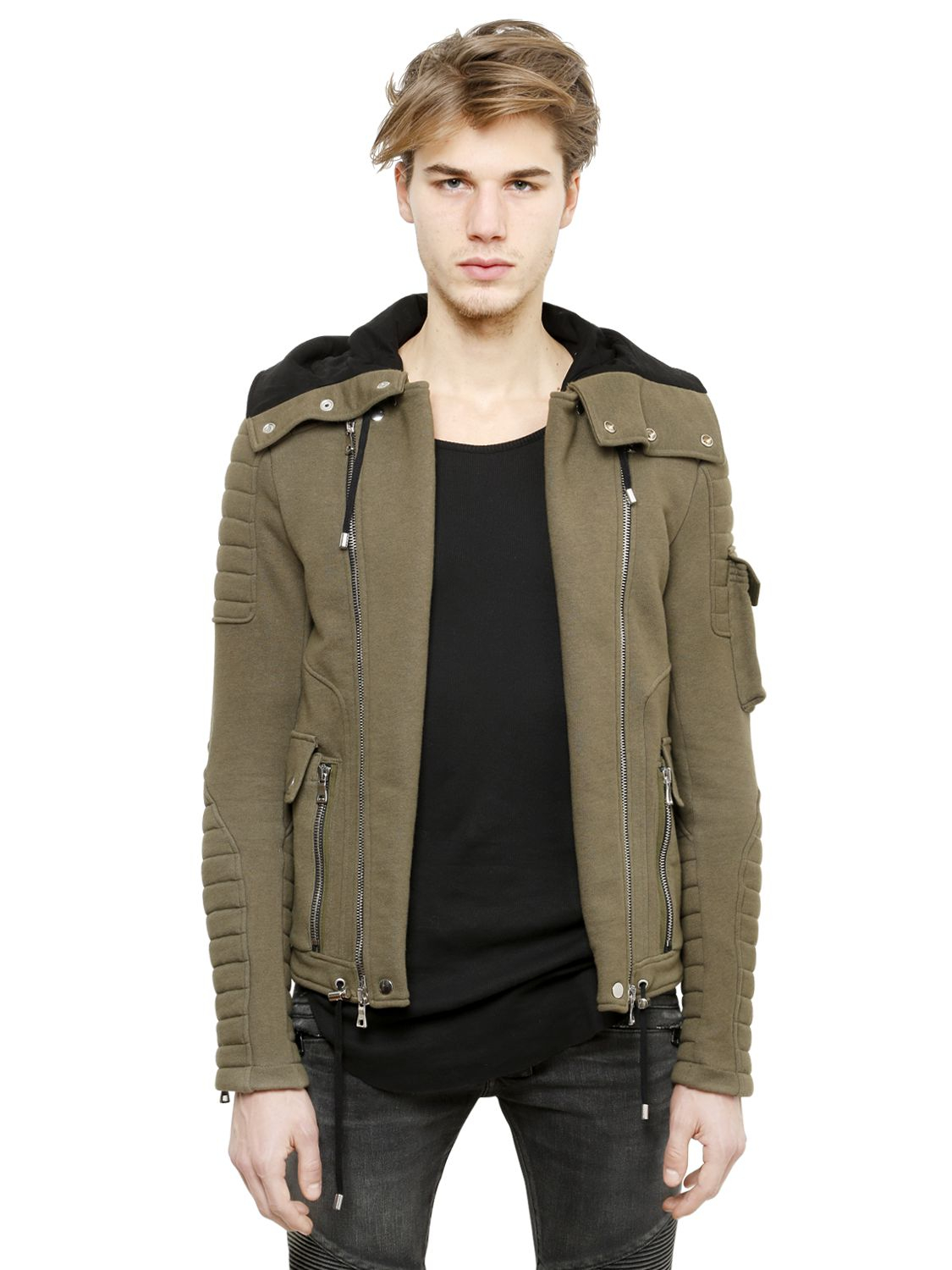 balmain biker hoodie