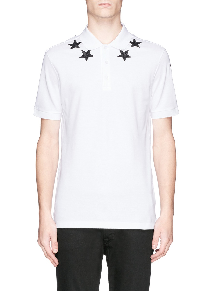 Lyst - Givenchy Star Appliqué Polo Shirt in White for Men
