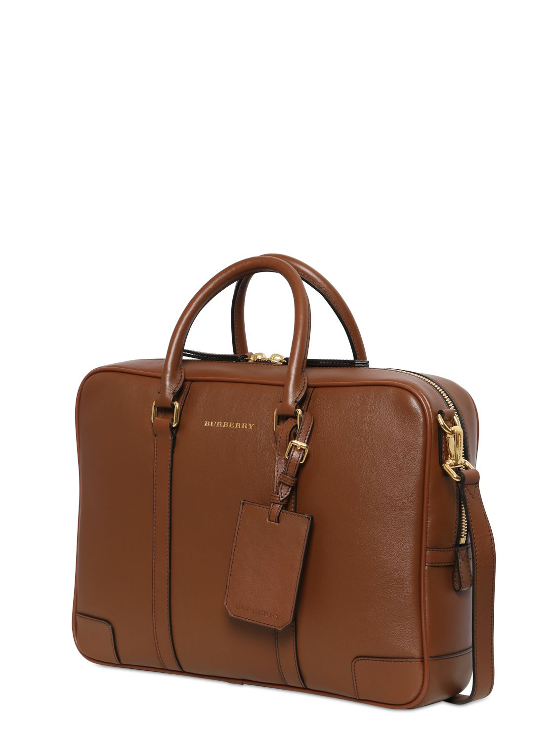 Burberry Leather Briefcase in Brown for Men | Lyst