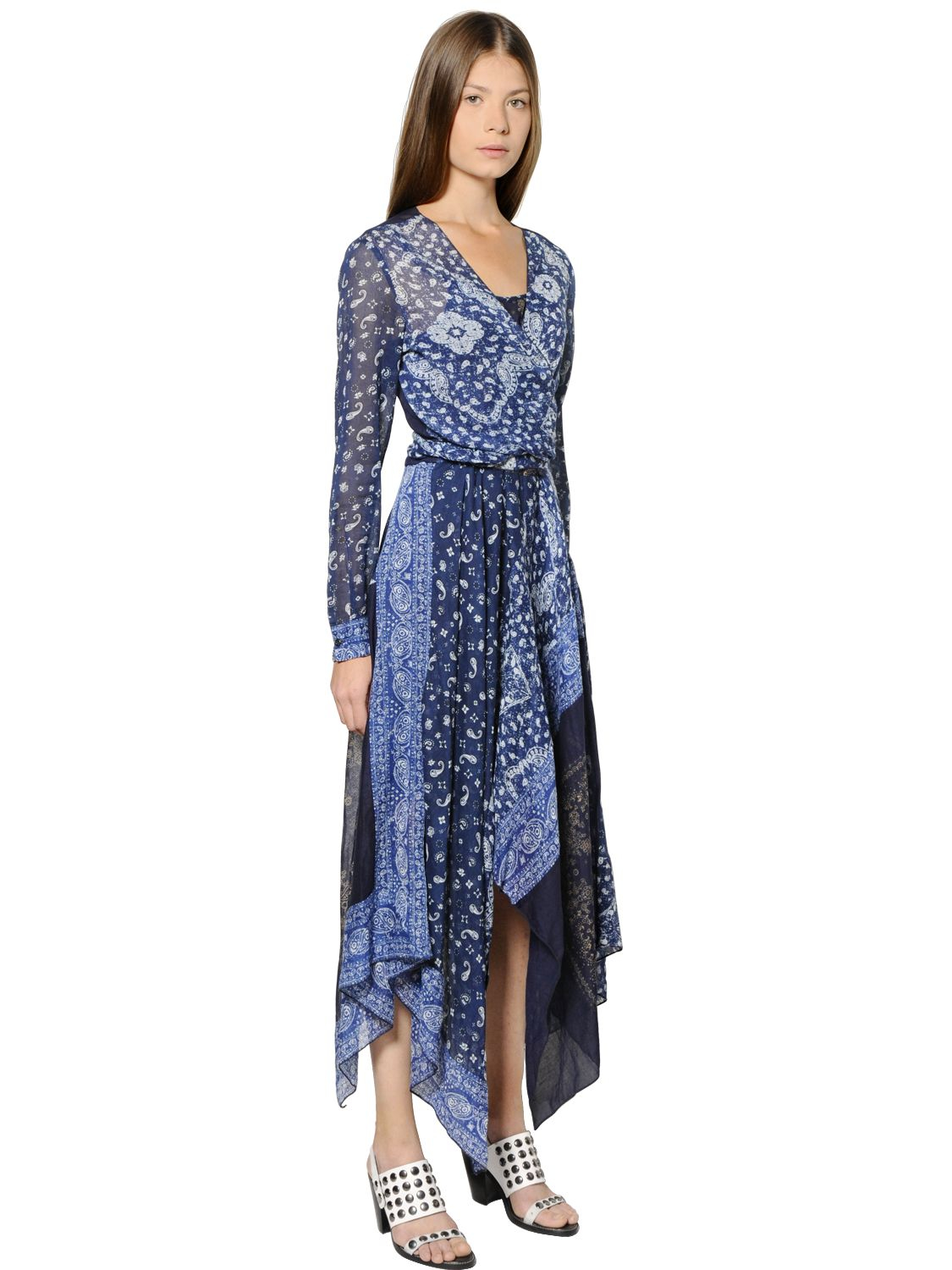 Diesel Bandana Printed Light Cotton Gauze Dress in Blue Lyst