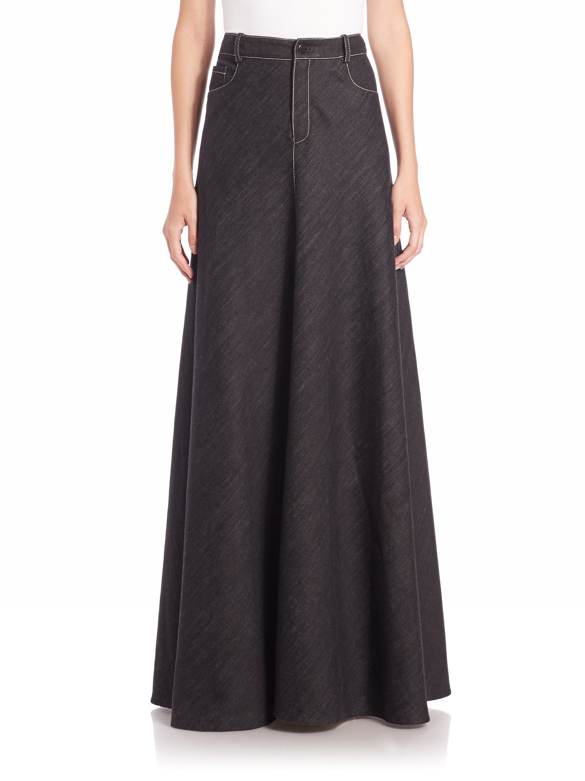 maxi denim skirt black