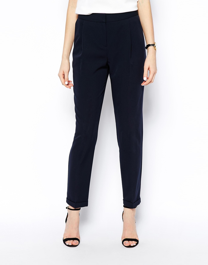 Asos Tall Clean Peg Trousers in Black | Lyst