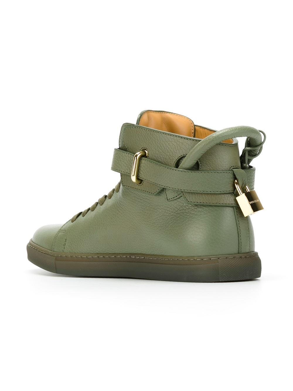 Buscemi Padlock-Detail Leather Sneakers in Green for Men | Lyst