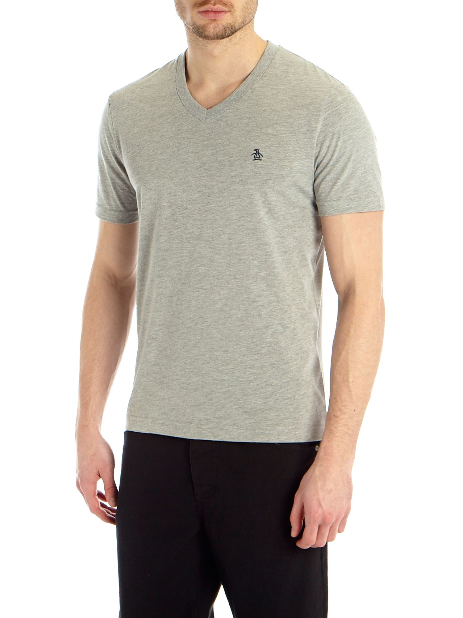 Original penguin V Neck T Shirt in Gray for Men | Lyst