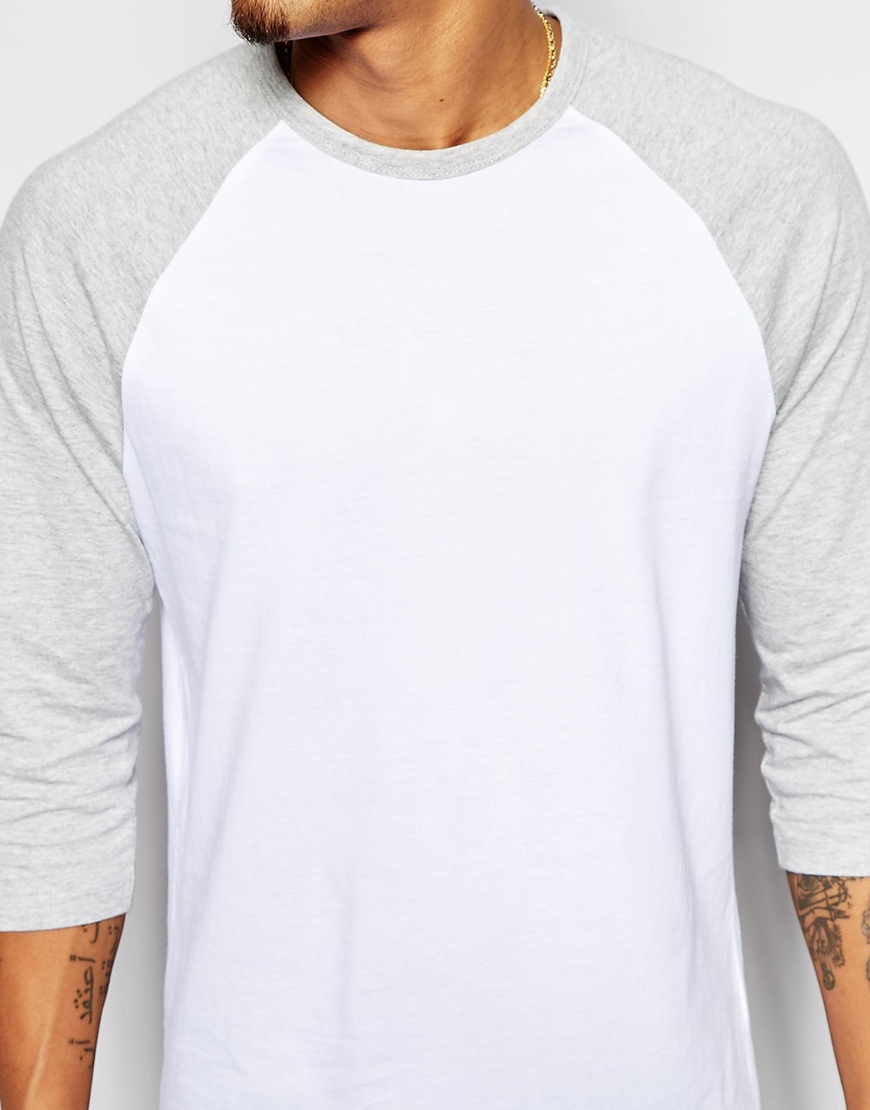 Download Lyst - Asos 3/4 Sleeve T-shirt With Contrast Raglan ...