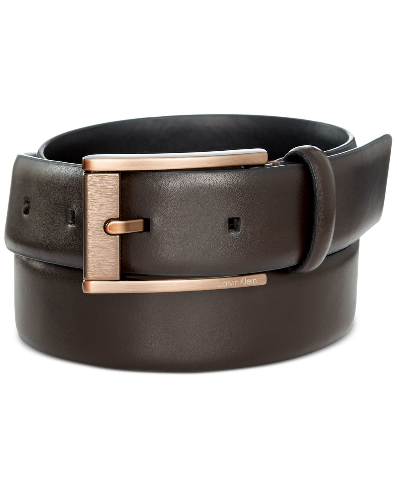 Calvin klein 32mm Leather Belt in Brown for Men (Chocolate) Lyst