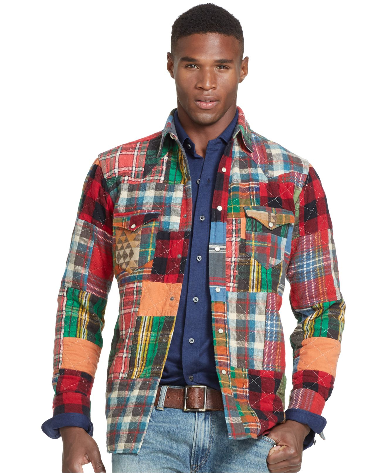 Polo Ralph Lauren Patchwork Flannel Western Shirt for Men | Lyst
