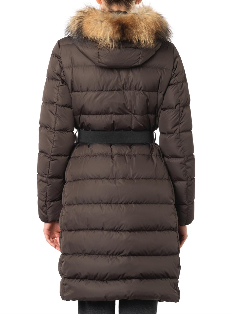 Lyst - Moncler Genevrier Furtrim Quilted Down Coat in Green