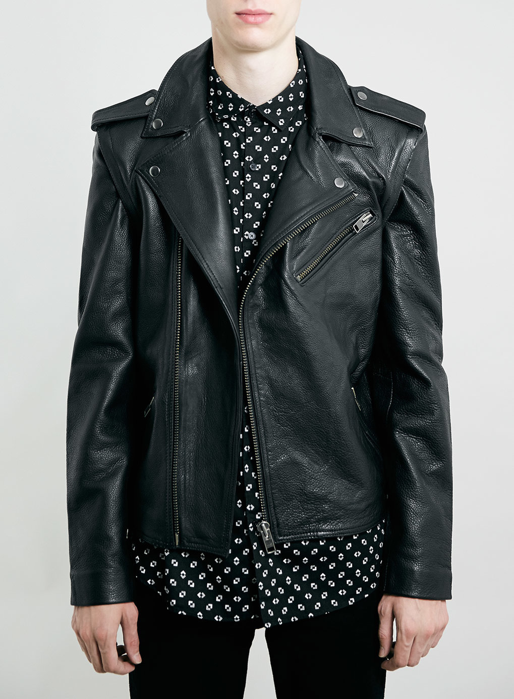 Lac Selected Homme Greaser Bk Leather Biker Jacket in Black for Men Lyst