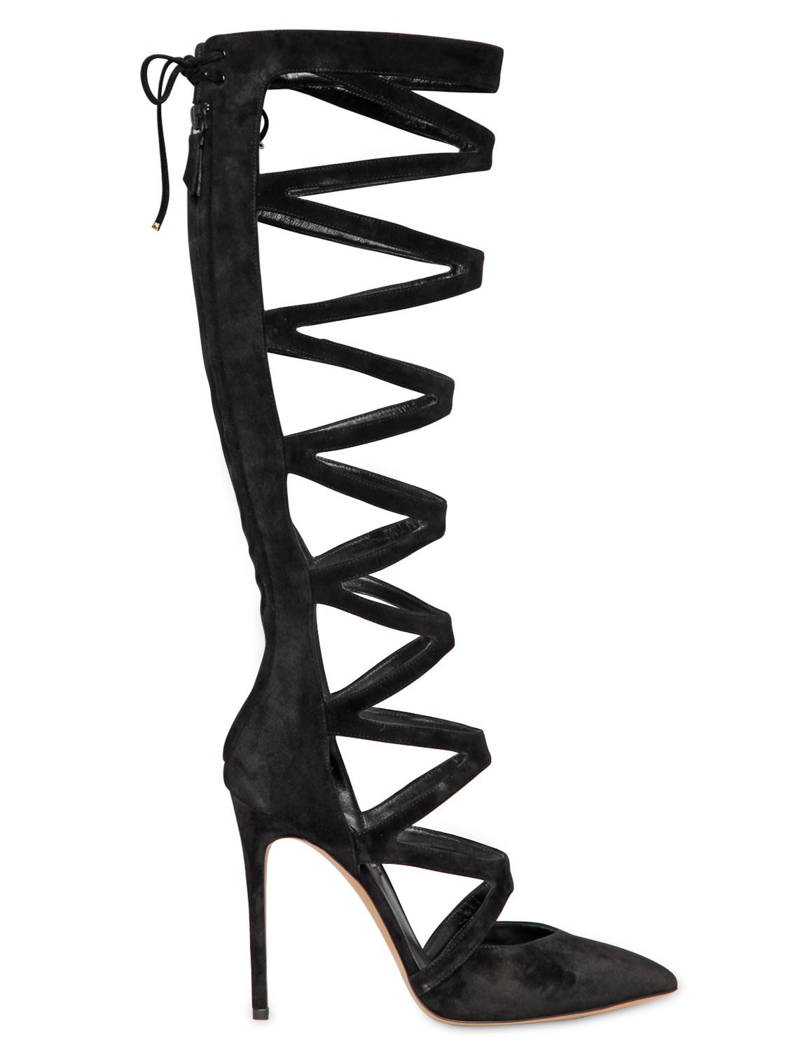 Casadei 120Mm Suede Cage Boots in Black - Lyst