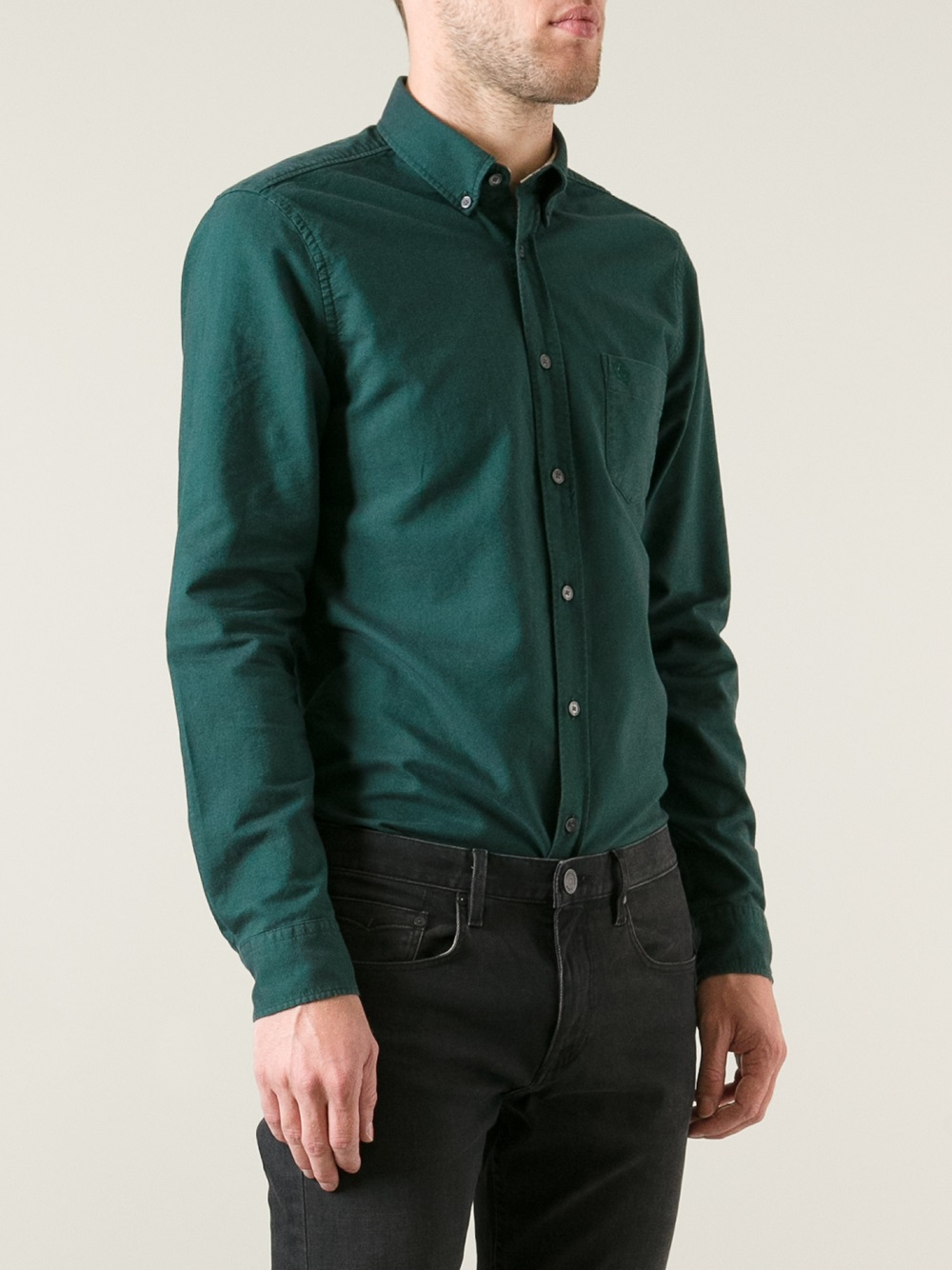 Lyst Burberry Brit Button Down Collar Shirt in Green for Men