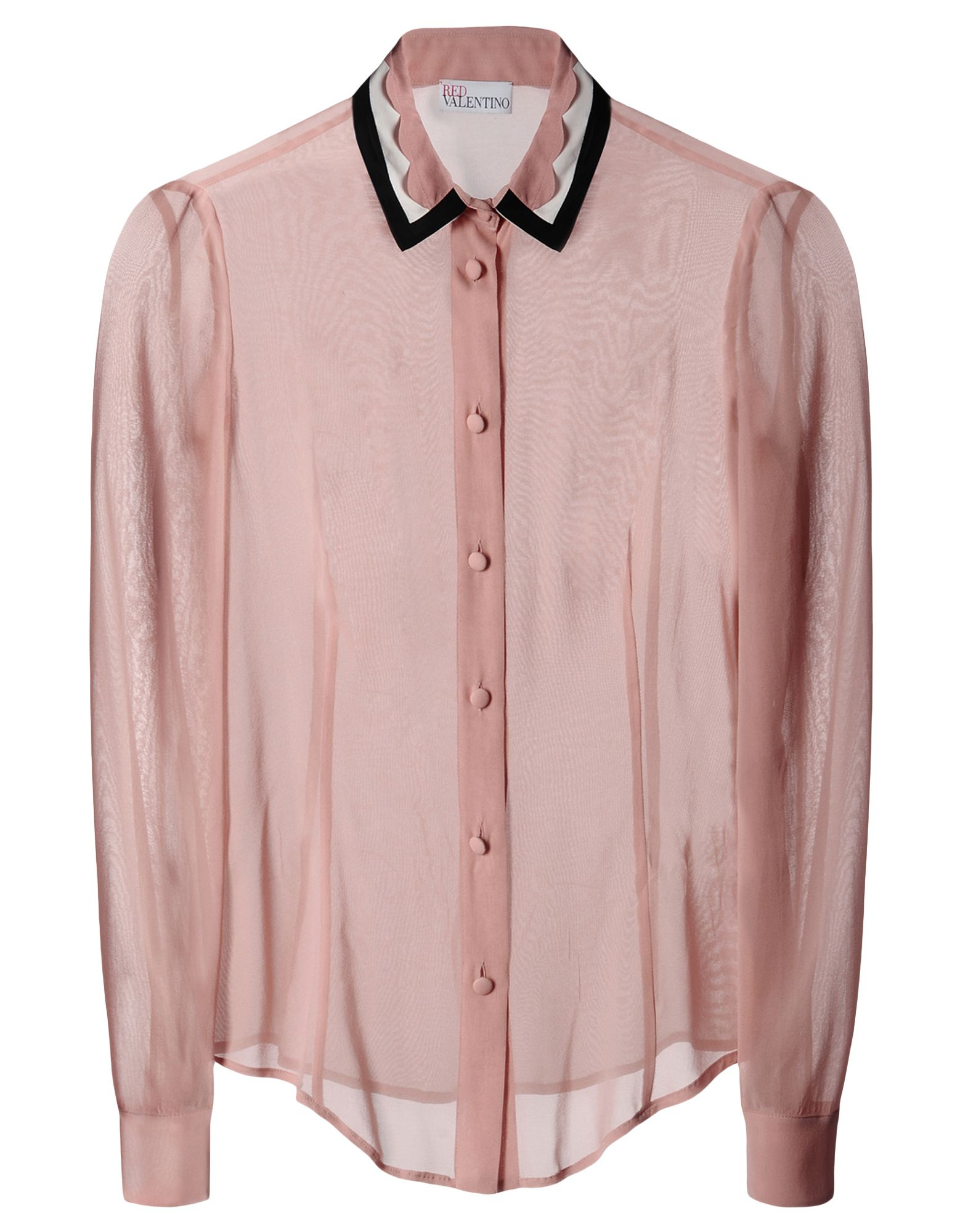 Redvalentino Scalloped Collar Silk Shirt in Pink (Skin color) | Lyst