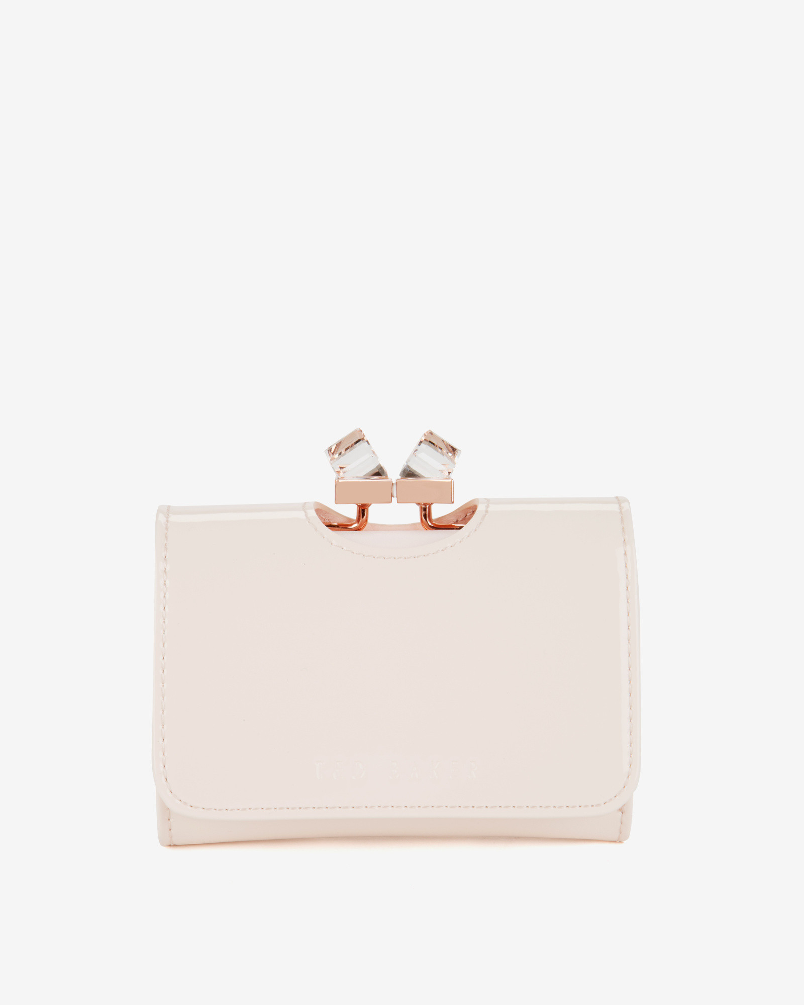 Ted Baker Small Patent Crystal Frame Purse in Nude Pink (Pink) - Lyst
