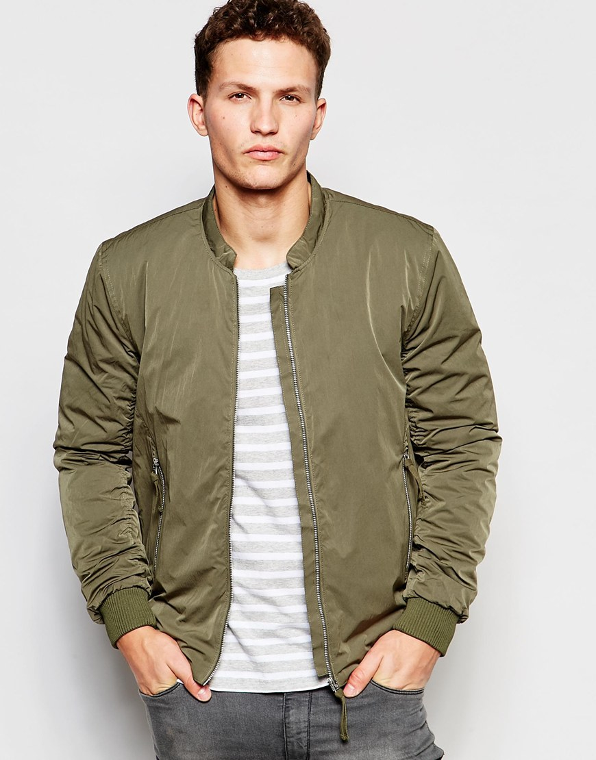 SELECTED Elected Homme Bomber Jacket in Green for Men - Lyst