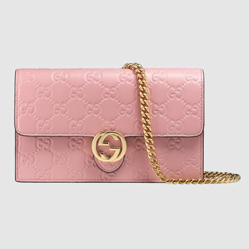Zaklampen antenne Wijzigingen van Gucci Gucci Icon Leather Gg Chain Wallet in Pink | Lyst