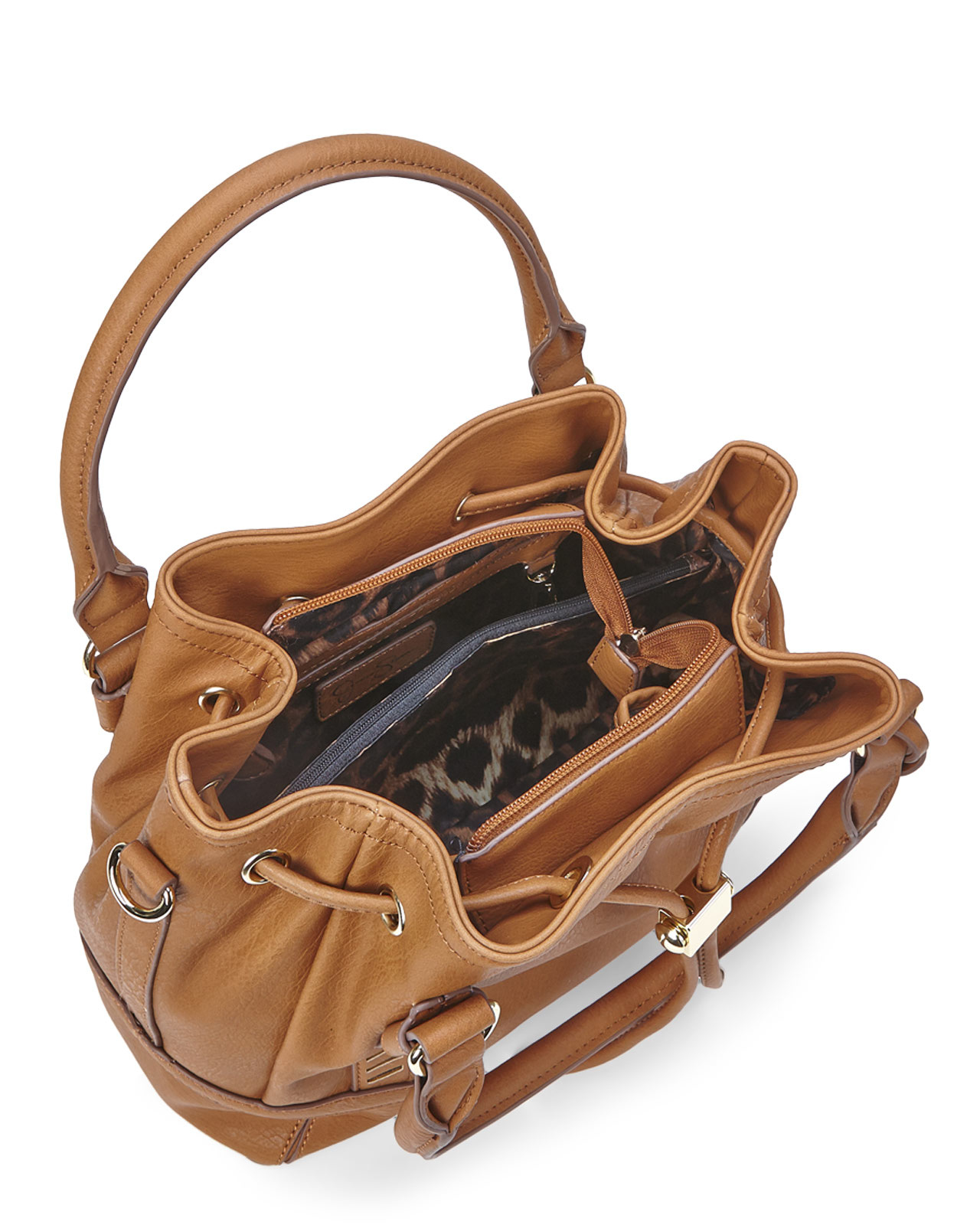 Lyst Jessica Simpson Safari Erica Drawstring Handbag In Brown Gallery