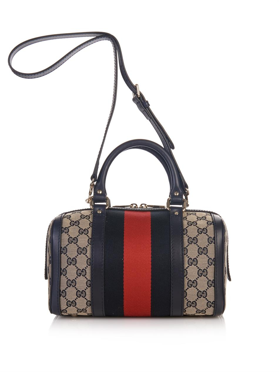 Gucci Vintage Web GG Canvas Mini Bowling Bag in Navy (Blue) - Lyst