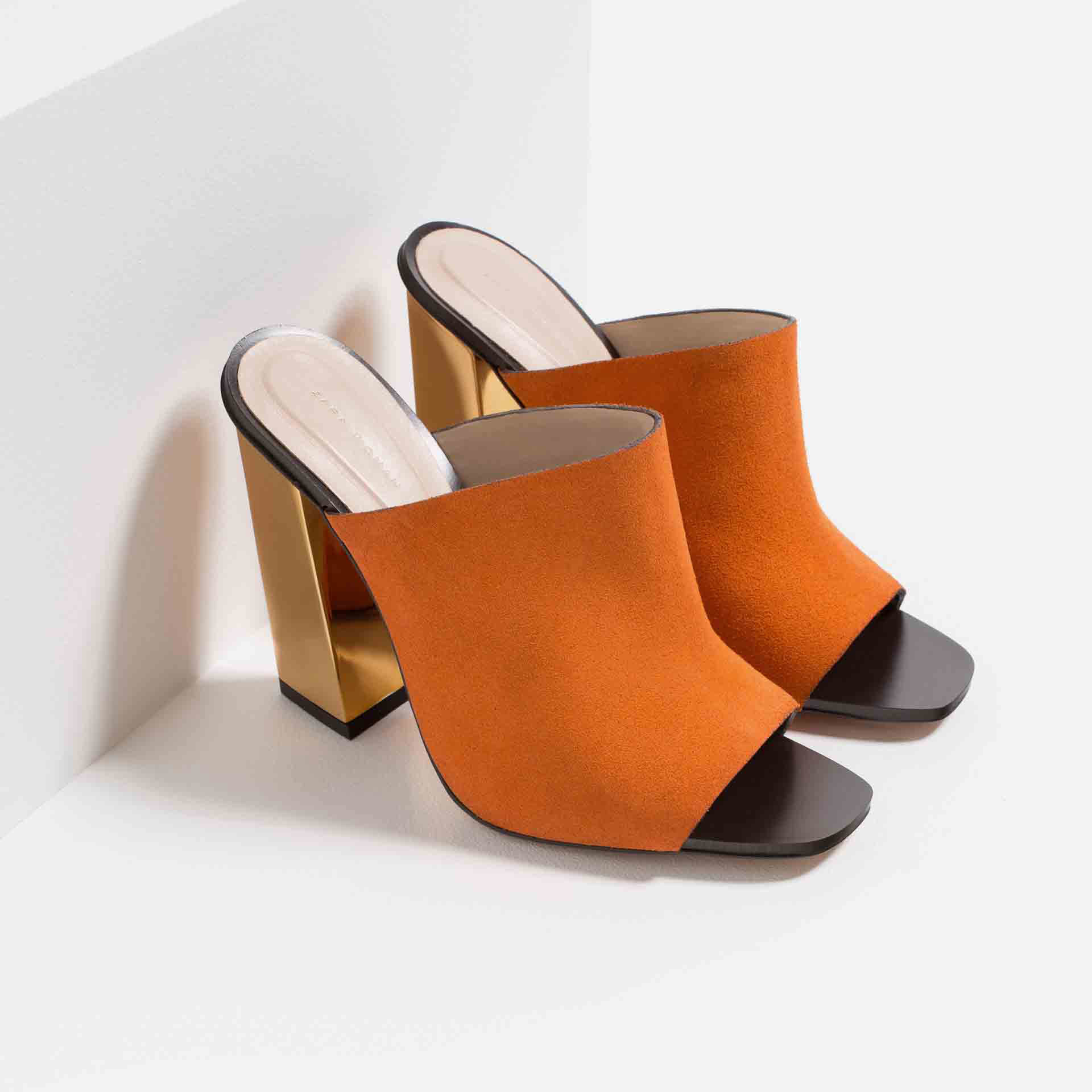 orange mules flat
