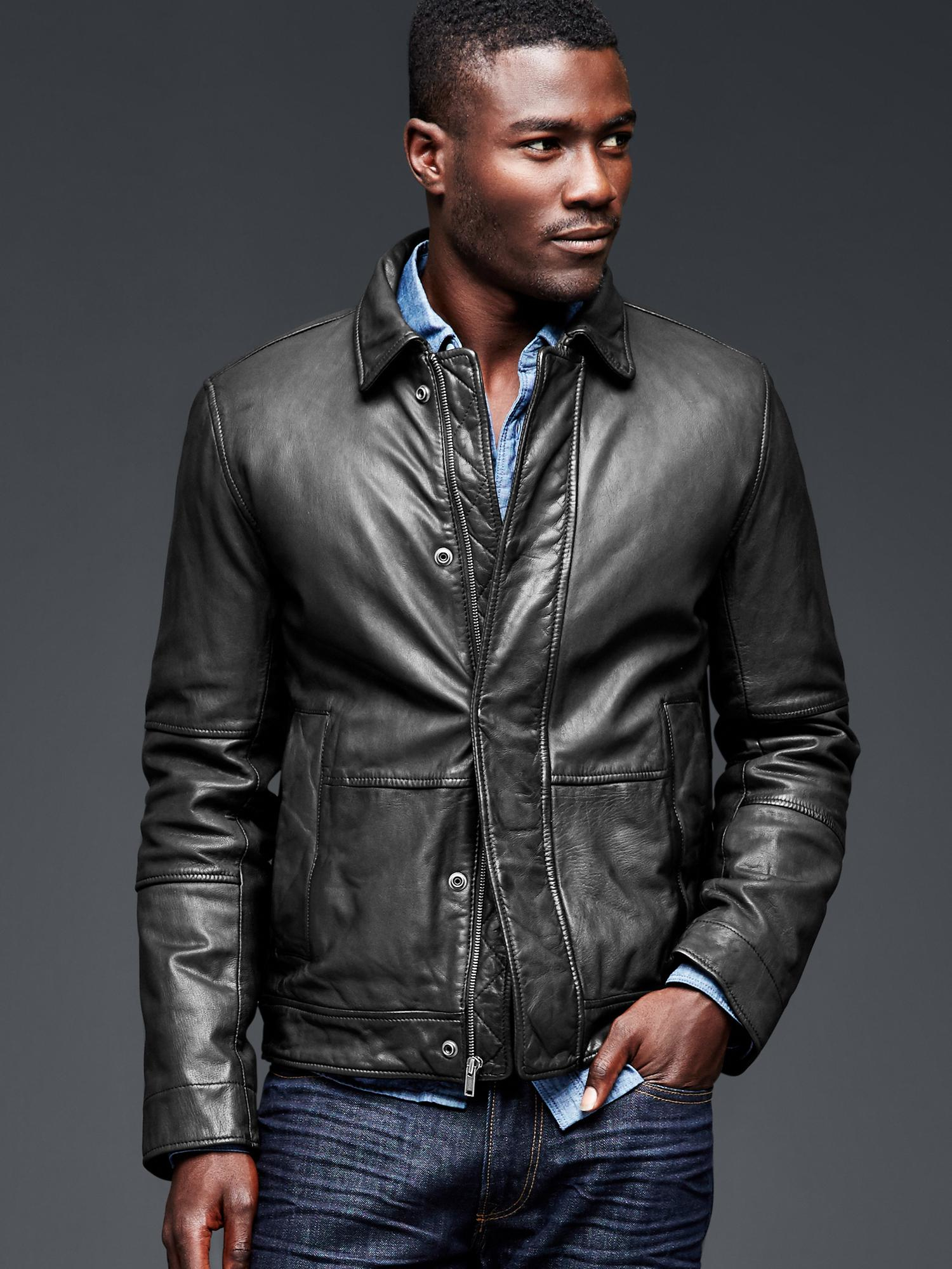 gap mens leather jacket