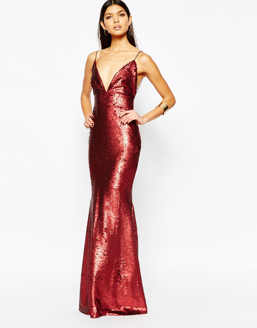 sequin fishtail maxi dress by club l