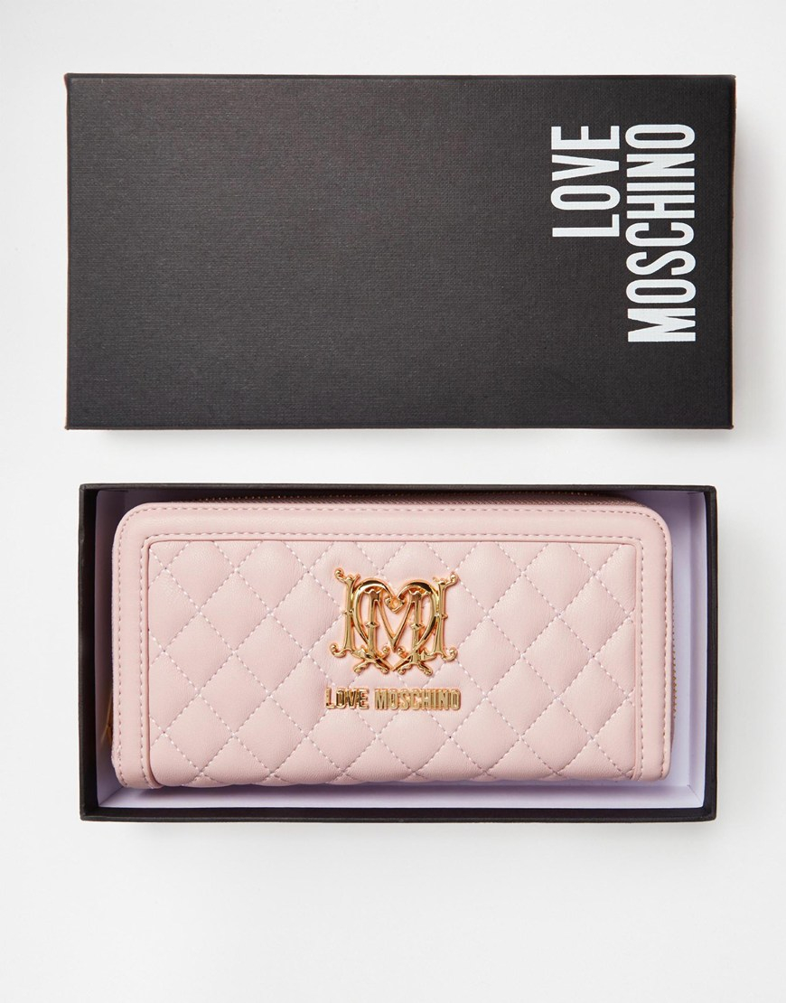 Love Moschino Quilted Zip Top Purse In 
