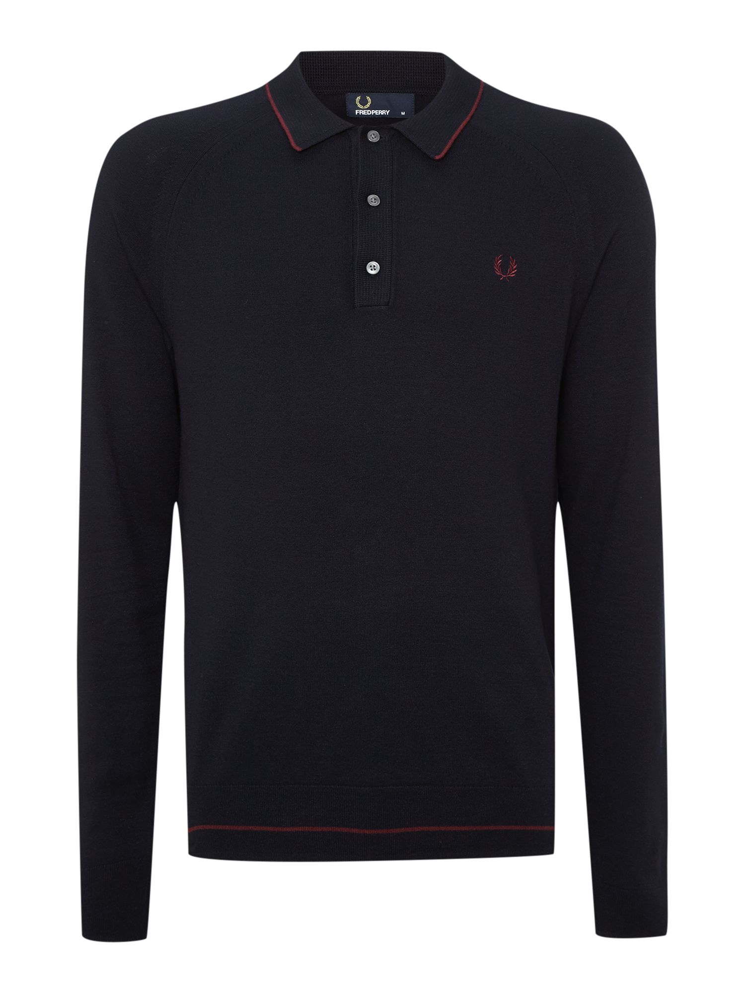 Download Fred Perry Cotton Raglan Knitted Tipped Long Sleeve Polo ...