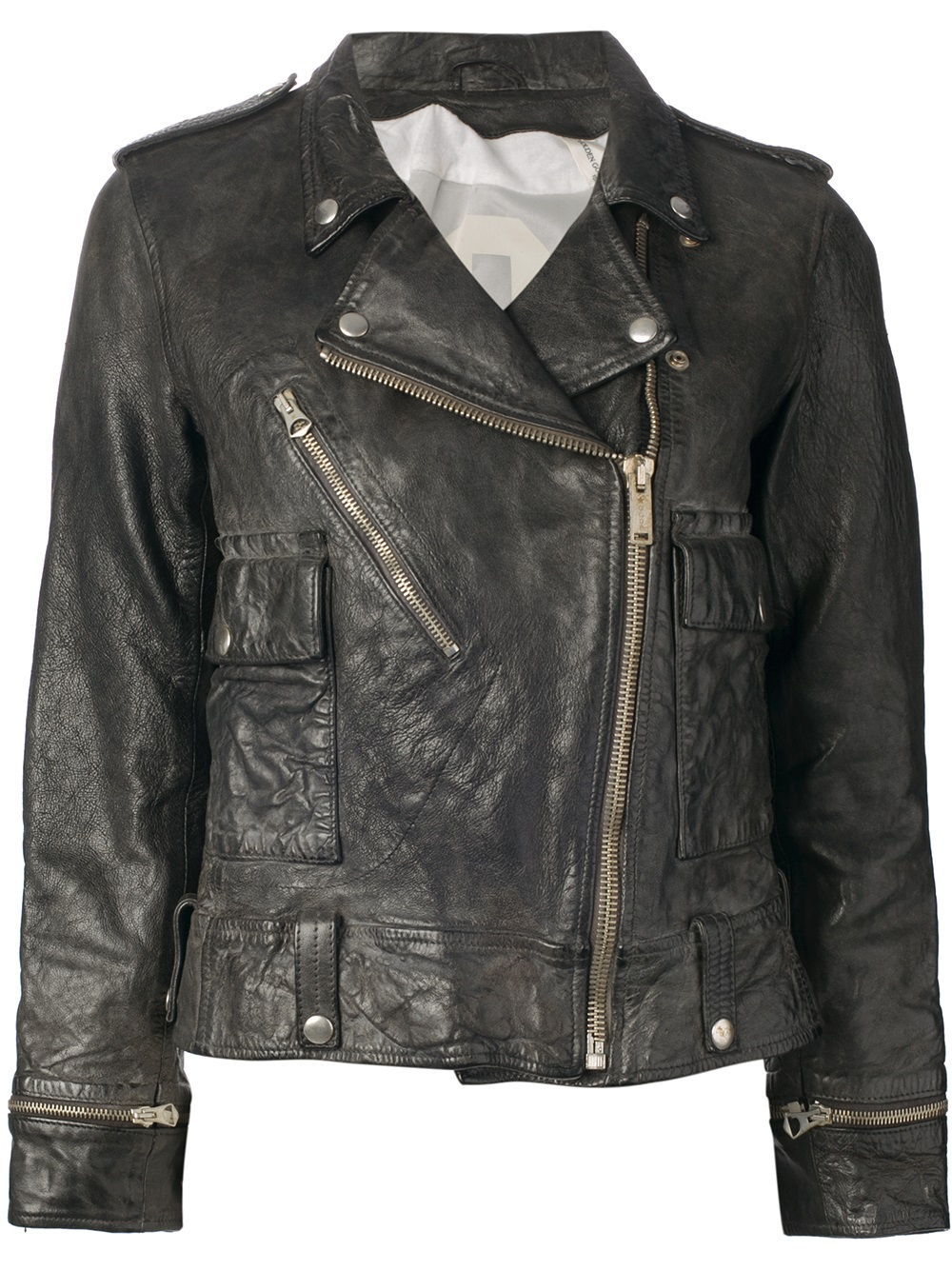 Golden Goose Deluxe Brand Distressed Leather Biker Jacket in Black - Lyst