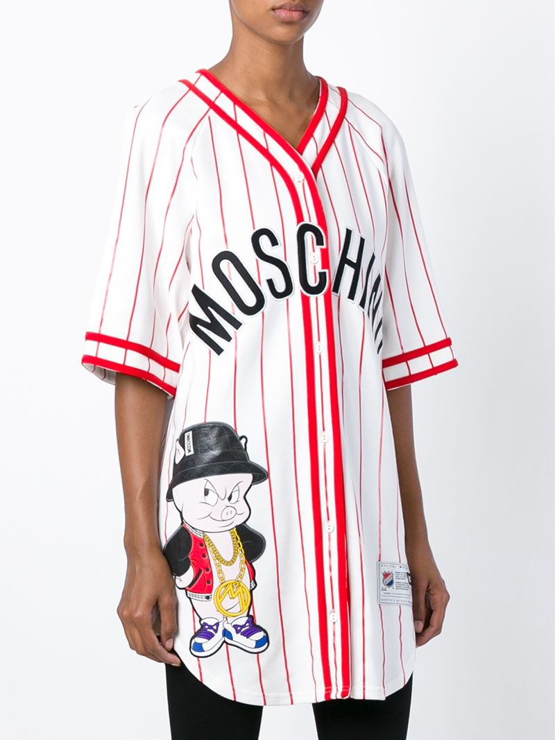 Moschino Looney Tunes Baseball Shirt Dress in White | Lyst