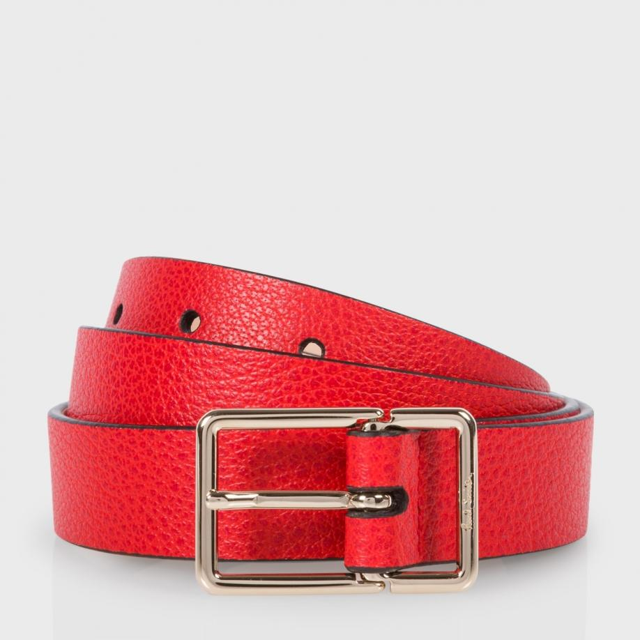 Paul smith Men's Red Leather Integrated Keeper Suit Belt in Red for Men