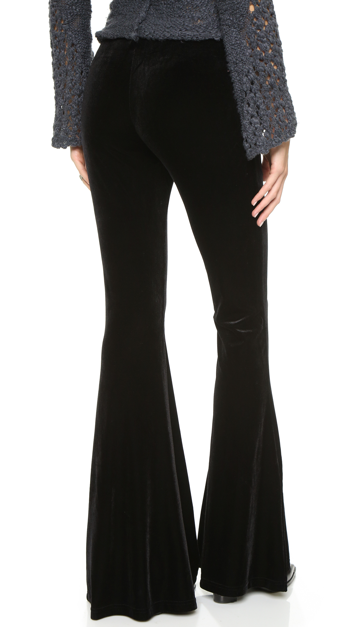 Free People Low Rise Solid Velvet Flare Pants - Black - Lyst