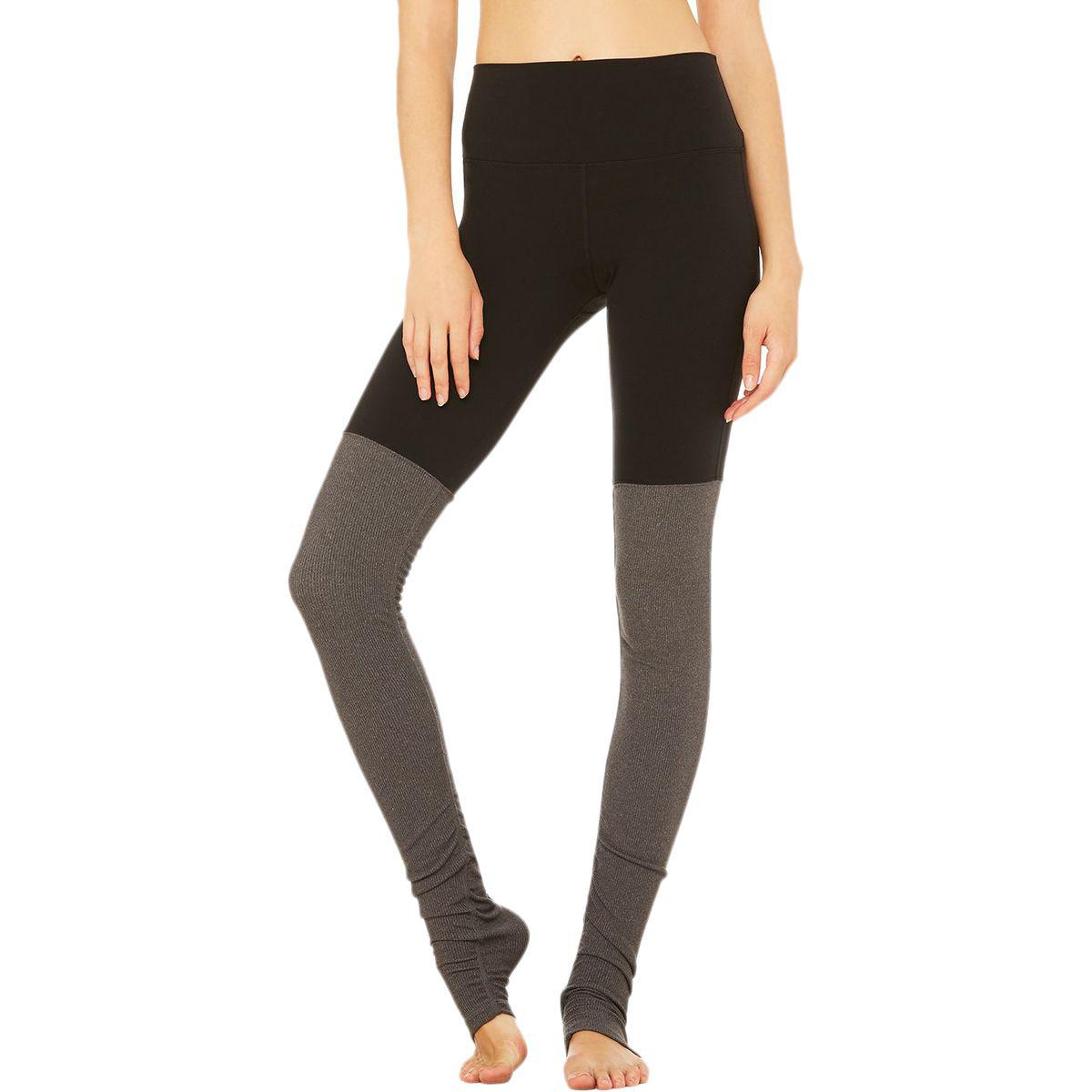 Buy Alo Yoga Women's Goddess Ribbed Legging Printed, Vapor Space/Black,  Medium at